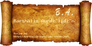 Barthalis Aurélián névjegykártya